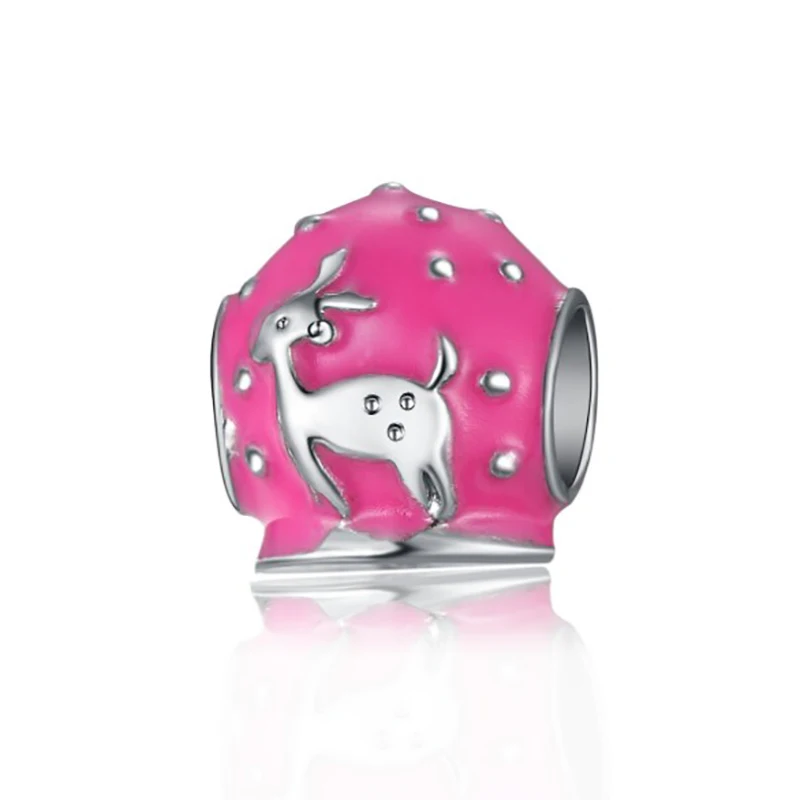 pink fawn Fit Women Pandora charms silver 925 original Bracelet valentines day harajuku bijoux Jewelry beads ENM556 | Украшения и