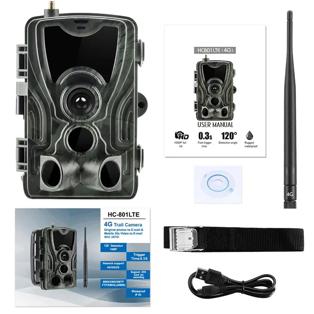HC-801LTE 4G Night Vision Hunting Camera SMS/MMS/SMTP 16MP HD 1080P Wildlife Photo Trap Trail Cameras | Спорт и развлечения
