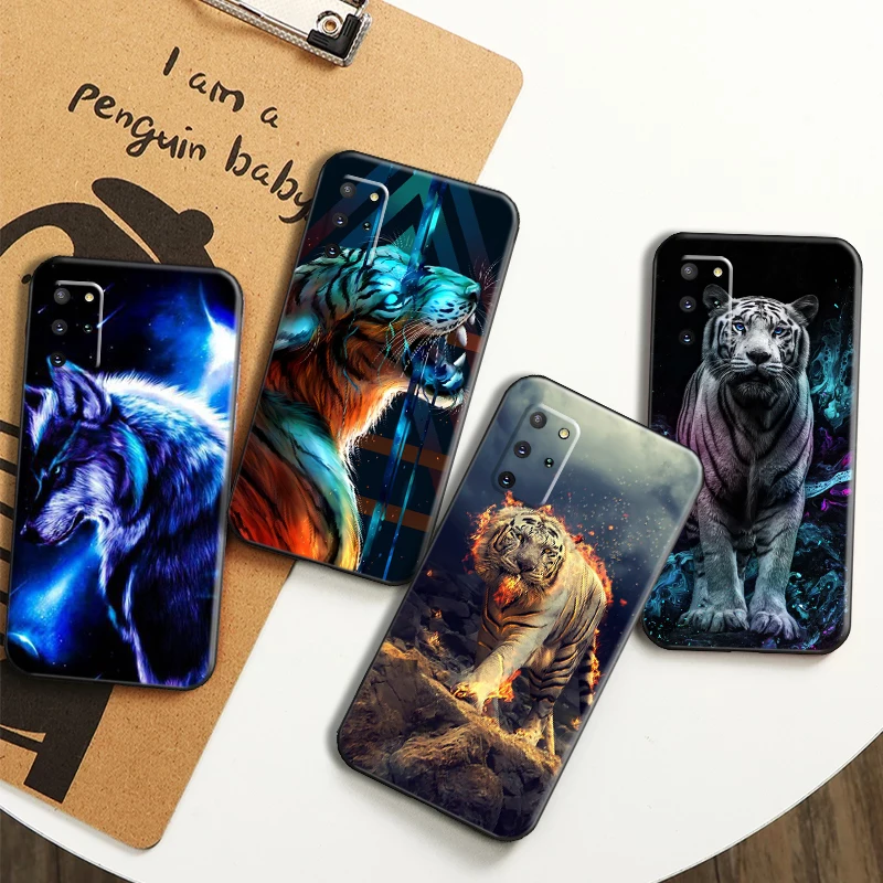

Phone Case For Samsung Galaxy S8 S9 S10 S10 Plus S20 S20 FE Lite S21 5G S21 Ultra TPU Animal Lion Tiger Horse Wolf Black Cover