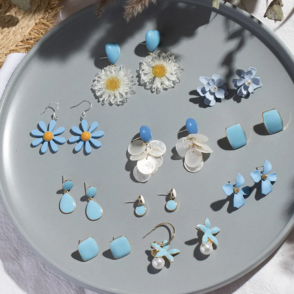 Милые синие модные серьги для женщин новые эффектные винтажные акриловые