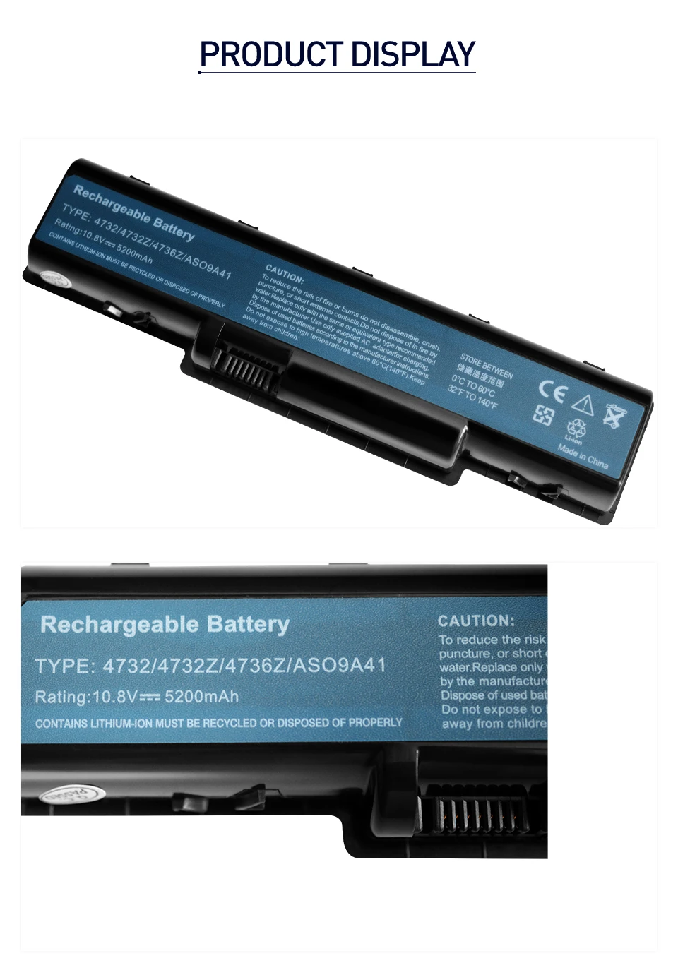 Apexway Аккумулятор для ноутбука ACER AS09A31 AS09A41 AS09A51 AS09A56 AS09A61 AS09A70 AS09A71 AS09A73 BT.00604.030 BT.00605.036 MS2274