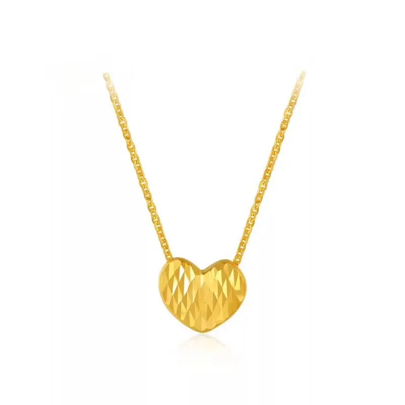 

CHUHAN Au999 Heart Pendant Necklace Real 18k Gold Clavicle Chain Au750 Small Exquisite Cute Fine Jewelry for Woman Gifts
