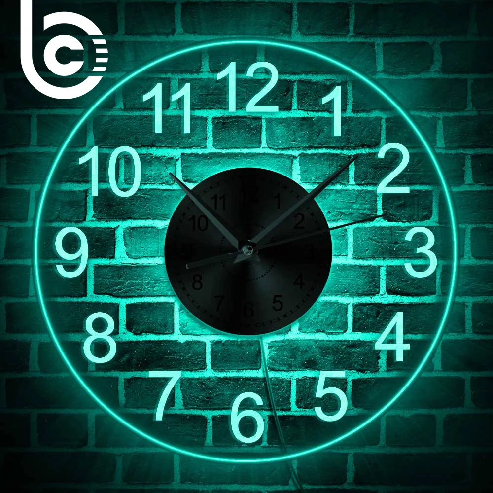 

Светящиеся Настенные часы с арабскими цифрами, в стиле ретро, круглые, акриловые, украшение для дома, ночники, настенные светильники, ночник...