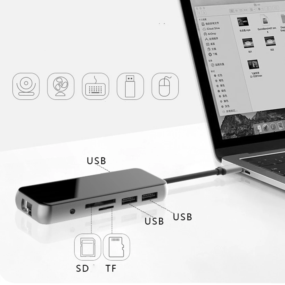 USB-C концентратор type C VGA USB 3 0 Thunderbolt HDMI 5 мм аудио RJ45 адаптер для MacBook Pro samsung Galaxy S9 |