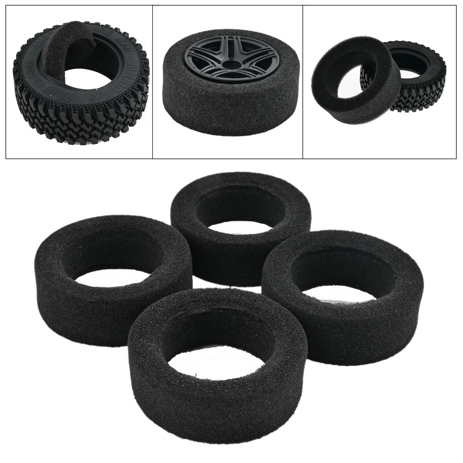 

4x 4 Pieces RC Crawler Tire Foam Insert RC Car Accessory Replacement Parts