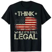 vintage old american flag think while its still legal t shirt men clothing graphic tee shirts
