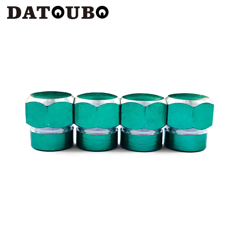4 pcs of green DATOUBO 4 шт. алюминиевая крышка клапана для автомобильных шин s Стволовые воздушные колпачки для защиты от пыли обод колеса велосипеда Стержень шины воздушный Алюминиевый клапан крышка - Цвет: 4 pcs of green
