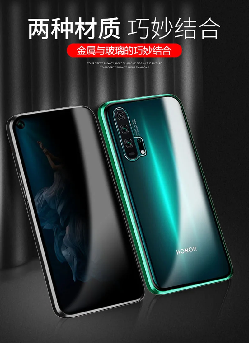 Honor 20 Pro закаленное стекло чехол для Honor 20 конфиденциальности Магнитная Адсорбция металлический бампер полное покрытие для Honor 20 Pro Телефон оболочка