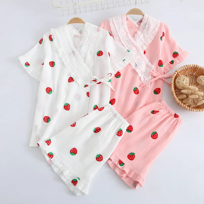 

Женские пижамные комплекты, Хлопковая пижама-кимоно, Мужская пижама, мягкая домашняя одежда для мужчин, 2 предмета, одежда для сна, домашняя ...