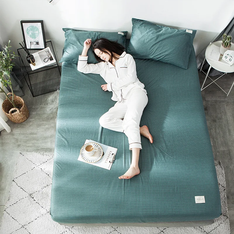 

Home Textiles, New Bedding, Non-printed Japanese Cotton Bed Sheet, Single-piece Single-product Protection Cover Fitted Sheet