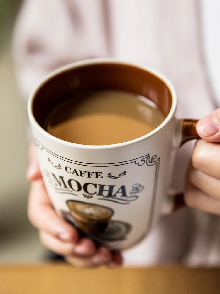 

European style small luxury coffee cup creative ceramic water cup simple art home Cup Italian mug with lid spoon