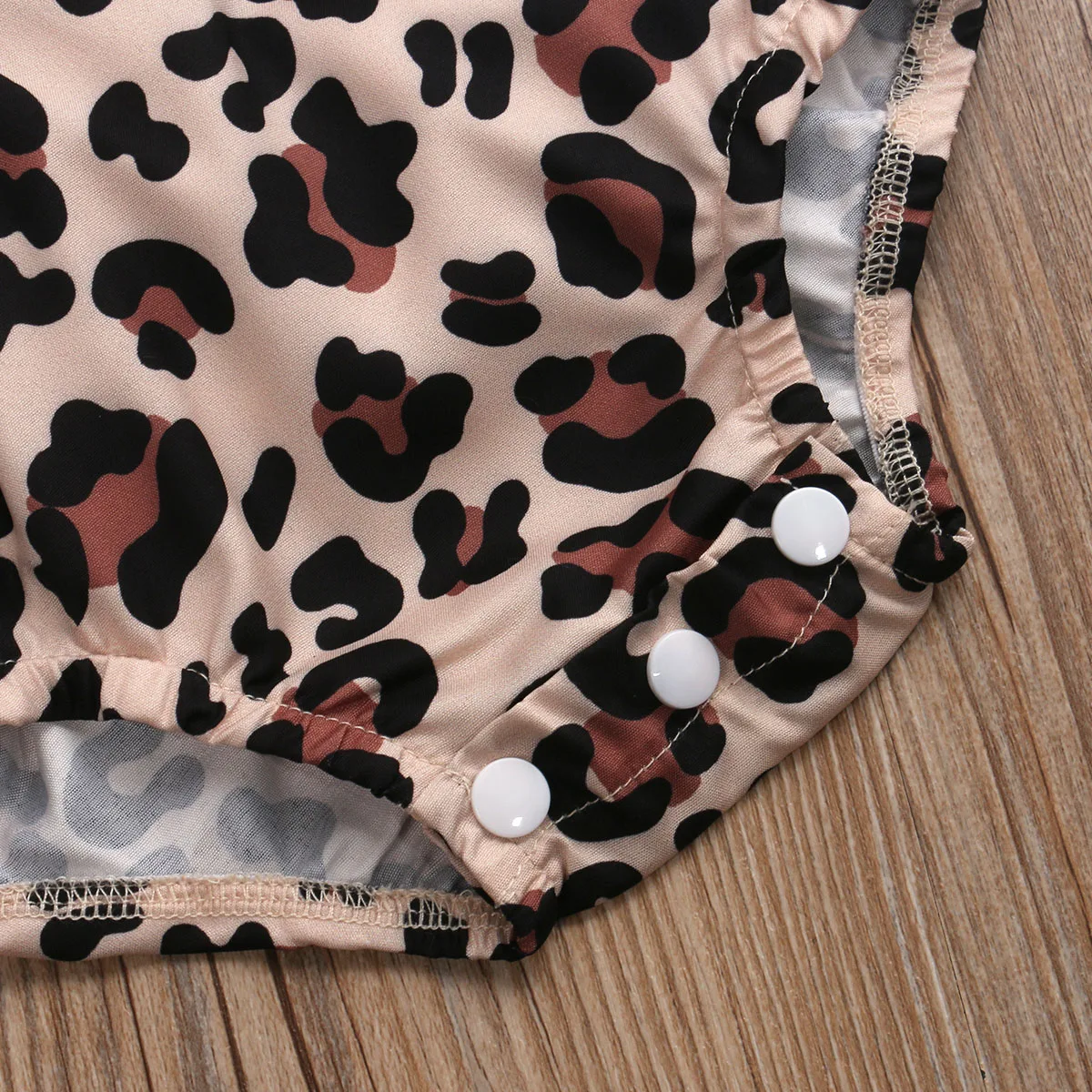 

0-24M Newborn Baby Boys Girls Leopard Bodysuits Headband 2pcs Lace Ruffles Sleeve Print Jumpsuits