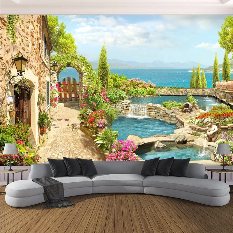 

Custom Mural Wallpaper 3D Garden Lake Scenery Wall Painting Living Room TV Sofa Dining Room Backdrop Wall Decor Photo Wallpapers