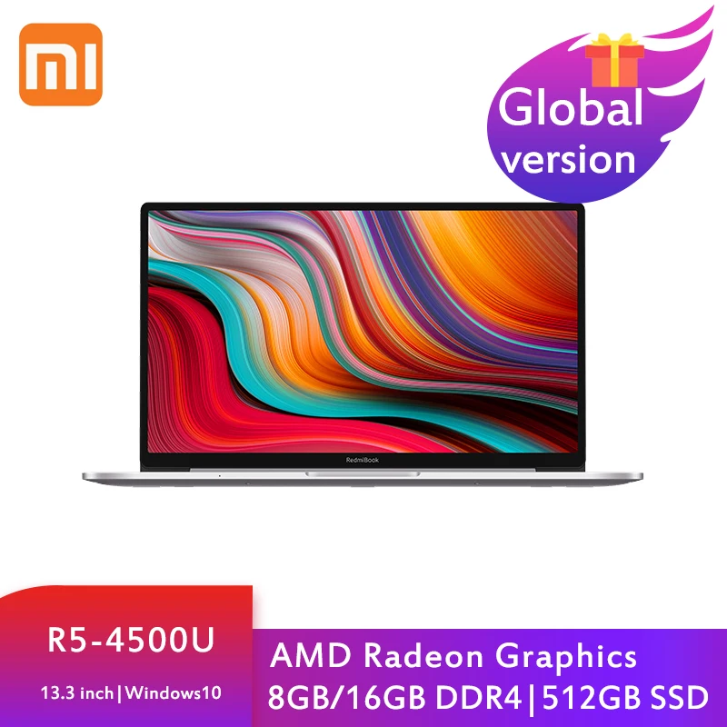 

Ноутбук Xiaomi RedmiBook 13, Mi 13,3 дюйма, AMD Ryzen 5 4500U, 8 ГБ/16 ГБ DDR4 + 512 Гб SSD, ультратонкий ноутбук с Windows 10, офисный компьютер
