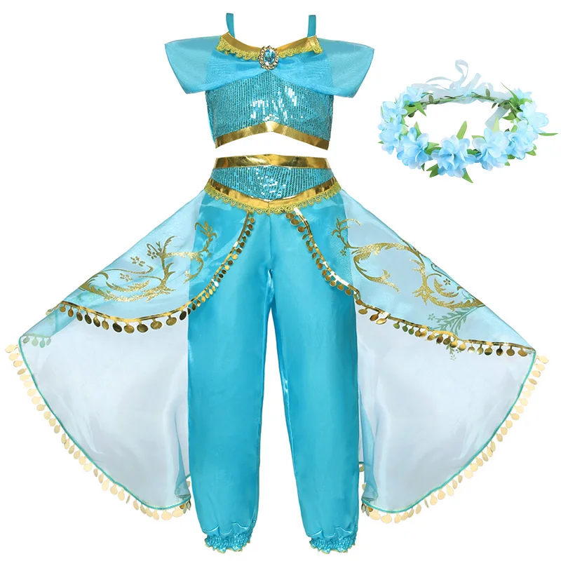 Clothes dan Set-3 Jasmine/платье для девочек; Карнавальная праздничная одежда; Детский костюм принцессы; детская одежда на Рождество и День рождения; коллекция года; летняя одежда; наряд - Цвет: Clothes dan Set-3