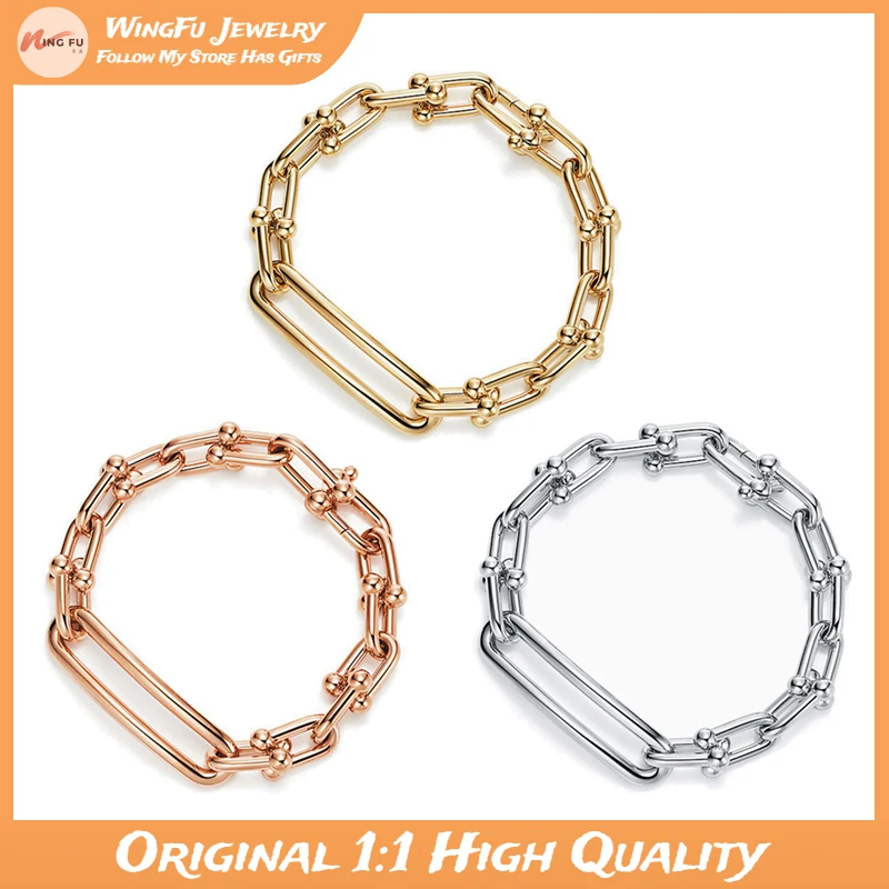 

WingFu S925 Silver Women's U-shaped Bracelet 1:1 Luxury Brand Jewelry Fashion Party Accessories Holiday Gift Free Shipping