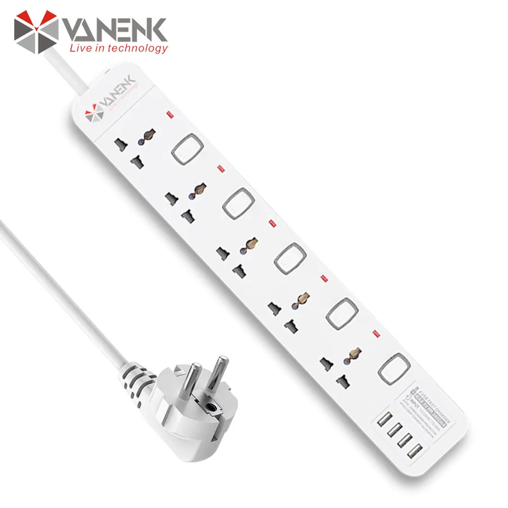 

VANENIK отличный 4 USB универсальный удлинитель питания провод розетки свинцовый адаптер для путешествий с USB 3.4A быстрое зарядное устройство кабель 3 метра