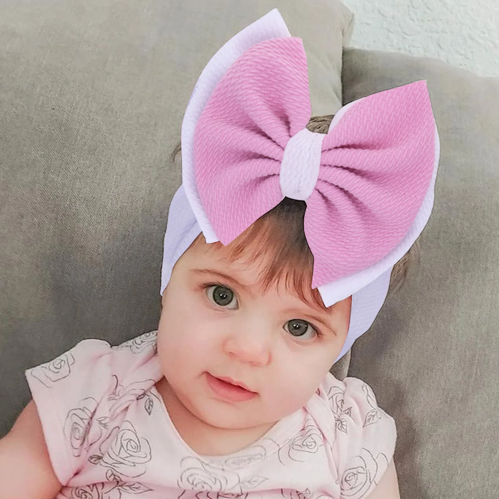 

1pc Newborn Headband Elasticity Baby Girls Contrast Color Bowknot Stretchy Headbands Hat Accessories Turban Ties For Kids