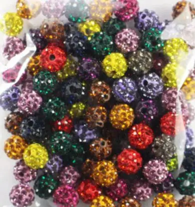 

6mm 50pcs/lot mixed white y85456 multicolor Rhinestone round disco ball pave Beads bracelet diy crystal