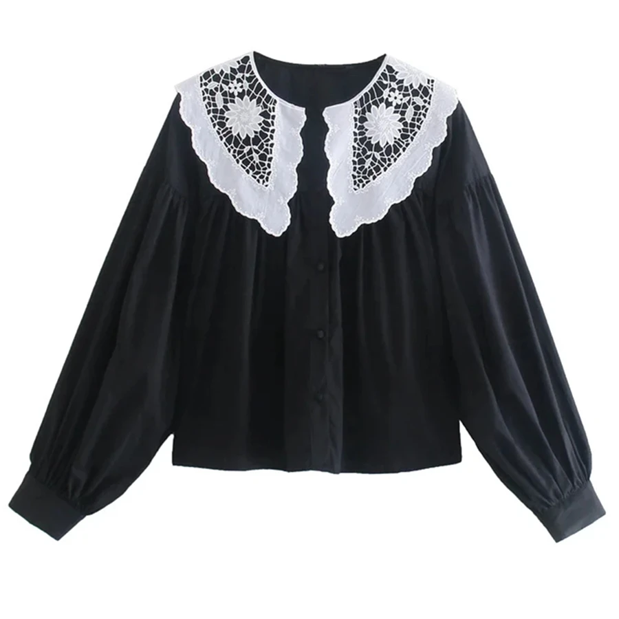 

Withered Indie Folk Vintage Floral Embroidery Peter Pan Collar Casual Blouse Women Fashion Cotton Blusas Mujer De Moda 2021Shirt