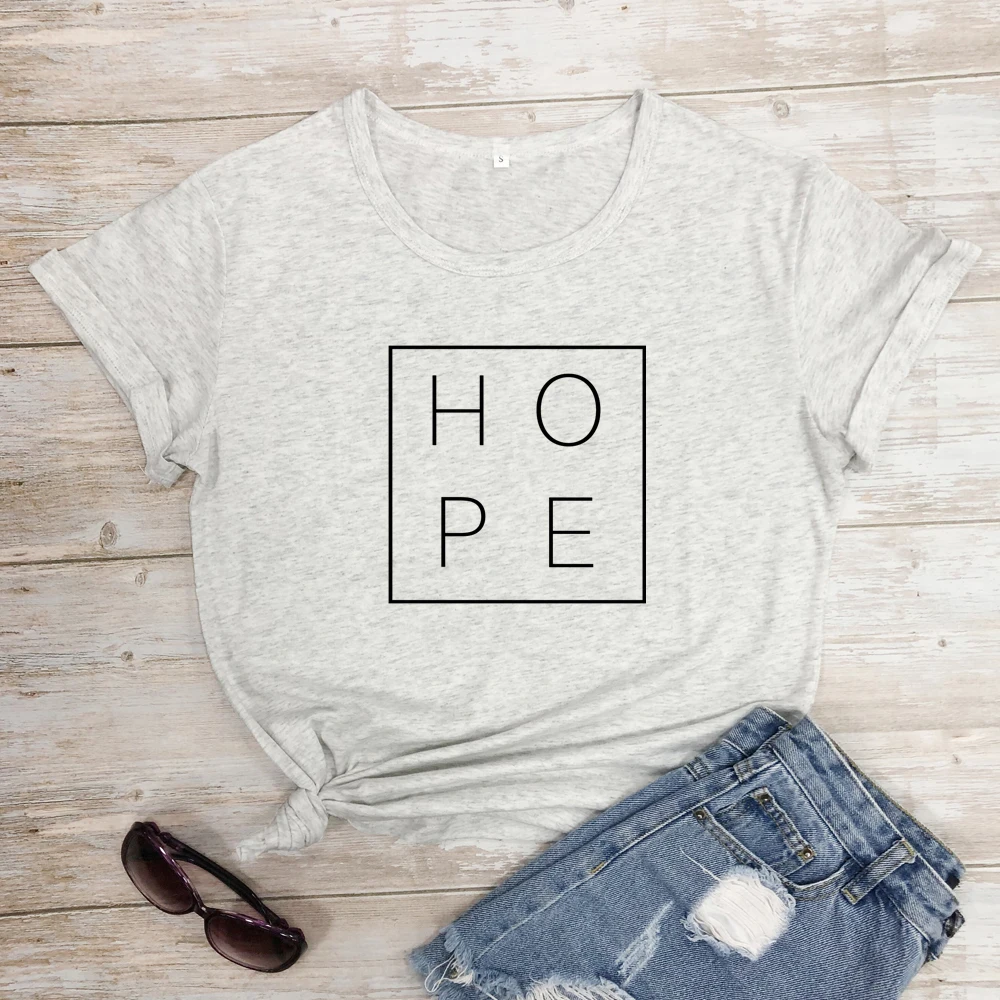 Женская футболка с надписью Hope Классическая из 100% хлопка коротким рукавом и