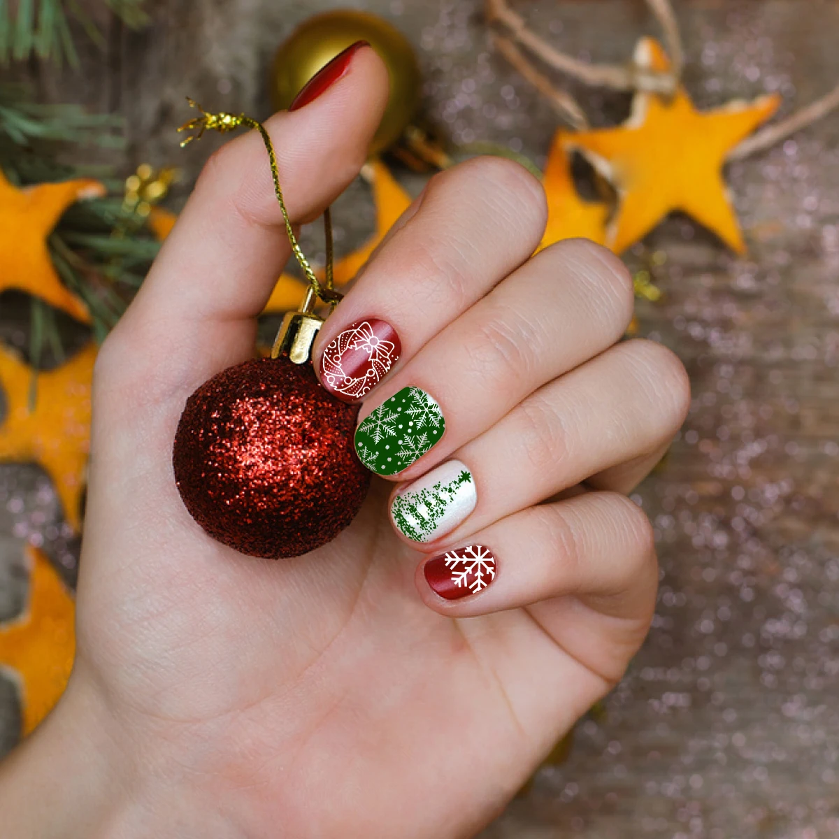 BeautyBigBang Christmas Theme Nail Stamping Plate DIY Snowflake Santa Claus Xmas Tree Art Image Template | Красота и здоровье