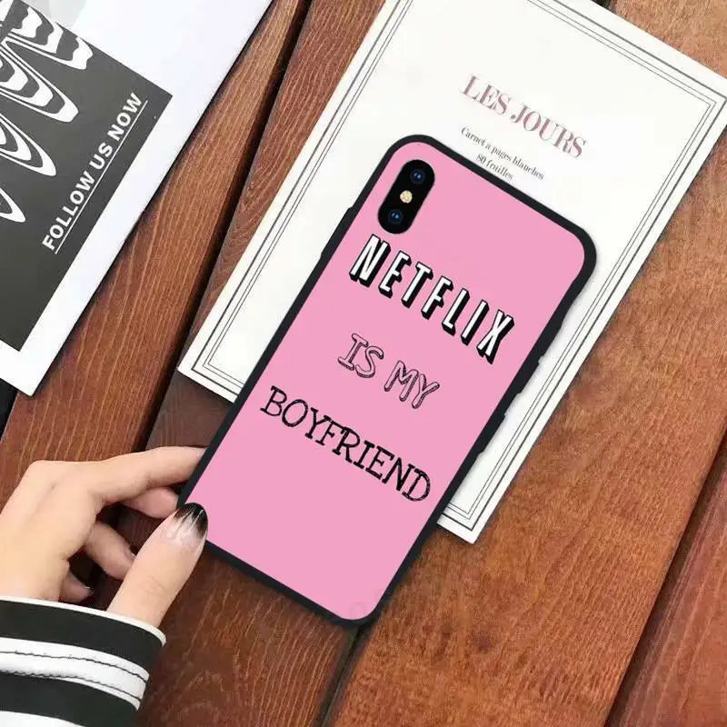 

netflix is my boyfriend Quotes luxury high quality Phone Case for iPhone 11 12 mini pro XS MAX 8 7 6 6S Plus X 5S SE 2020 XR