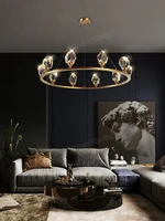 modern crystal crown pendant light luxury gold living room copper chandelier for dining room study bedroom kitchen decoration