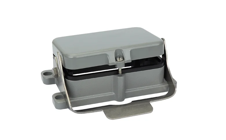 

HDXBSCN Промышленный прямоугольный разъем для тяжелых условий эксплуатации HDC HE-048 Han B 48 ядер 16 А с открытым дном и крышкой