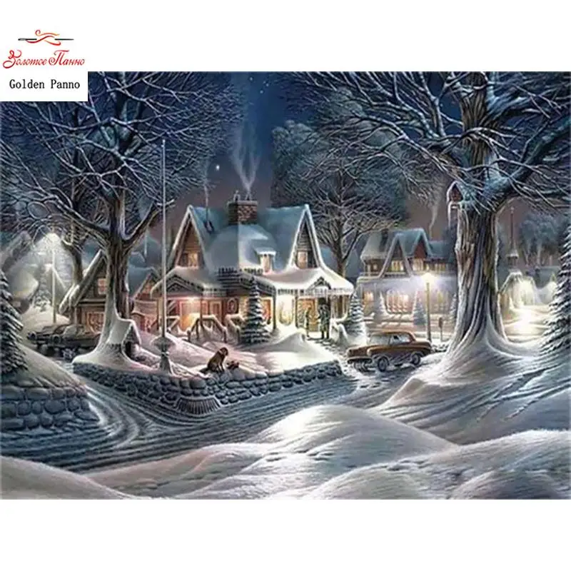 Diamante Quadrado Diamante Pintura Neve Diamante Bordado Ponto Cruz Paisagem Decorao De Casa