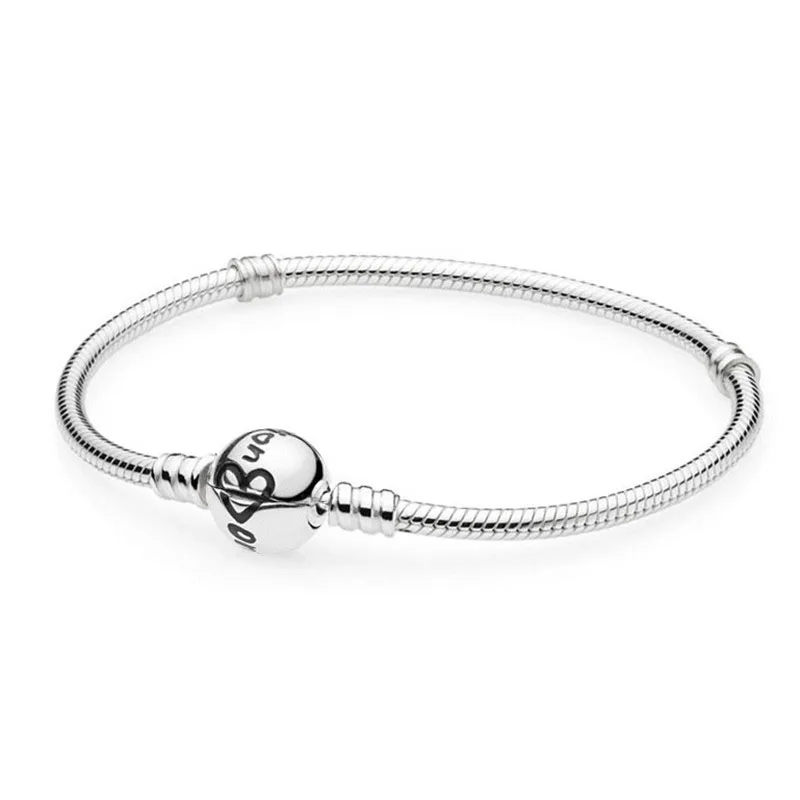 

Original 925 Sterling Silver pan Bracelet Moments Black Heart On Mother's Day Bangle Fit Women Bead Charm Diy Jewelry