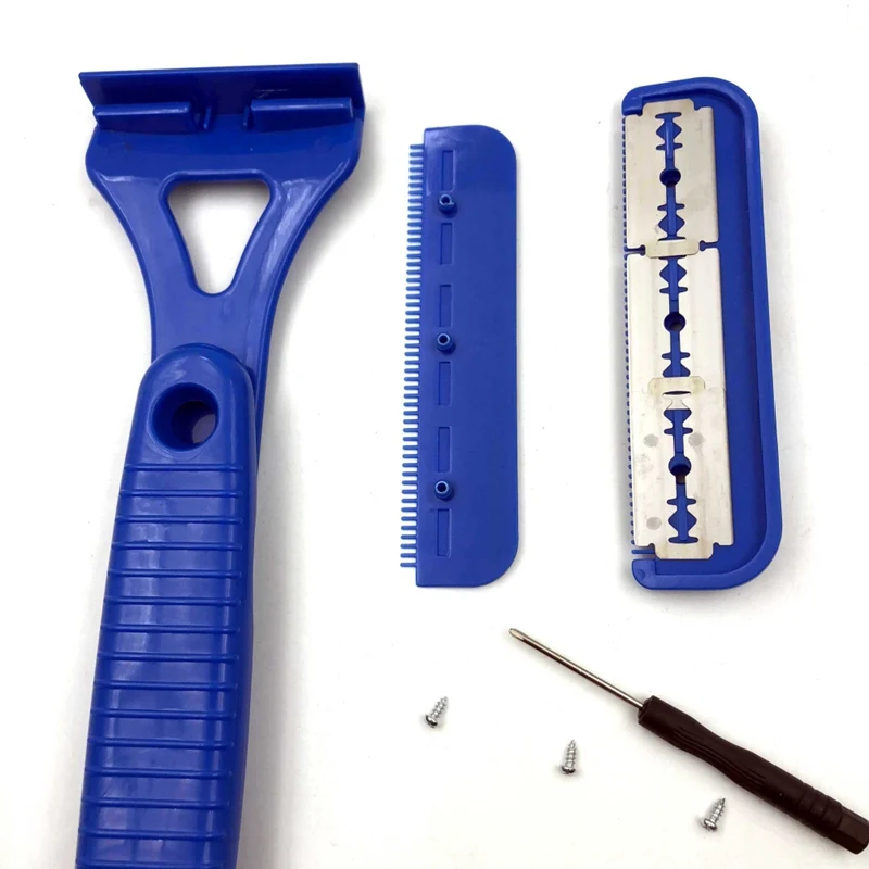 

Men Safety Blue Shaver Foldable Plastic Back Hair Razor Pain-Free Back Body Hair Shaver With 5 Blades