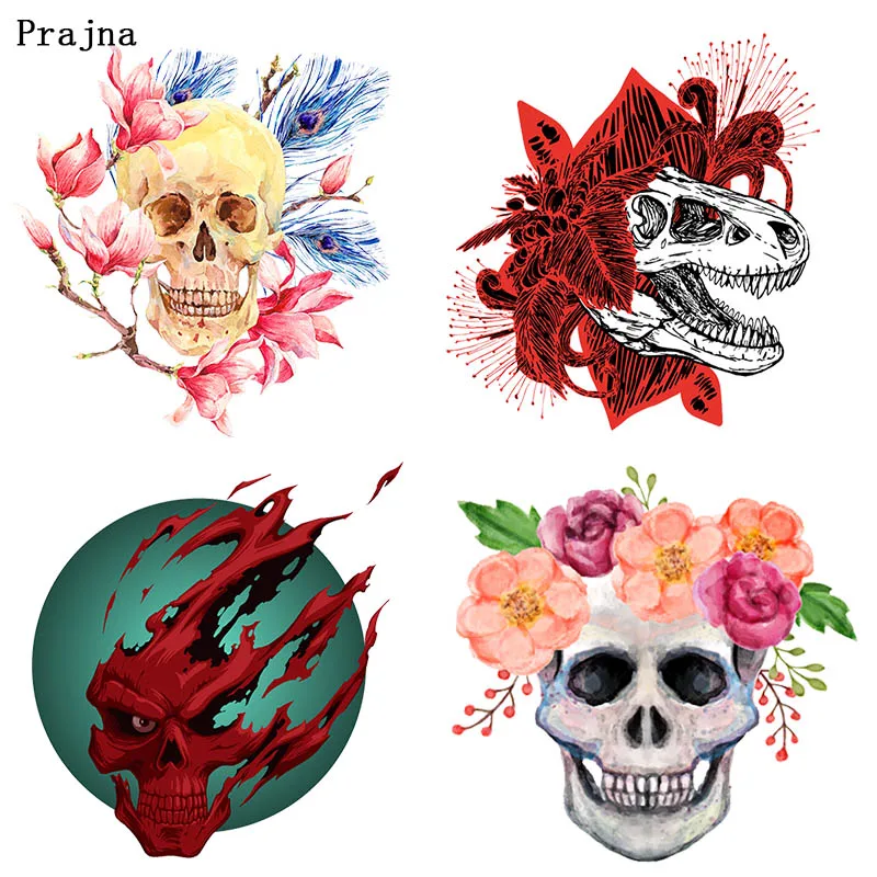 Термотрансферные наклейки для одежды в стиле панк череп хиппи|Заплатки| |