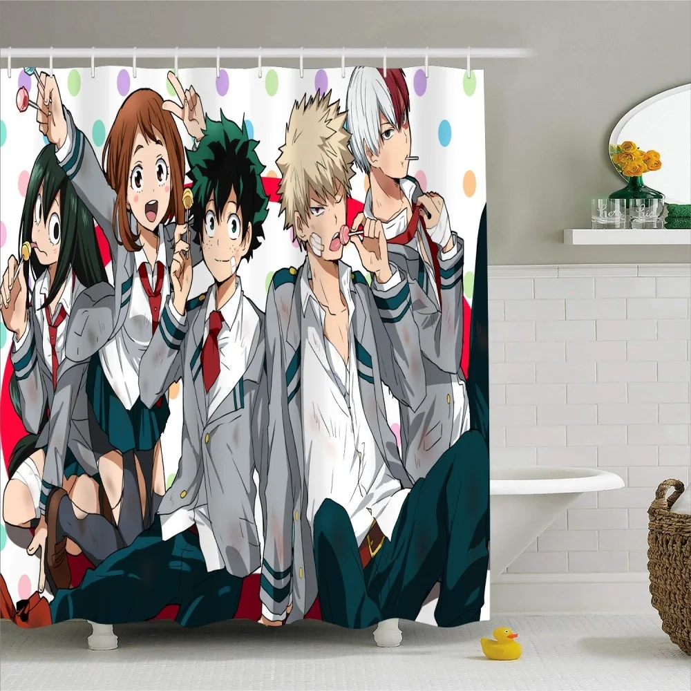 

Custom High Quality My Hero Academia Shower Curtain Waterproof Polyester Fabric Bathroom Curtain Cartoon Bath Drapes