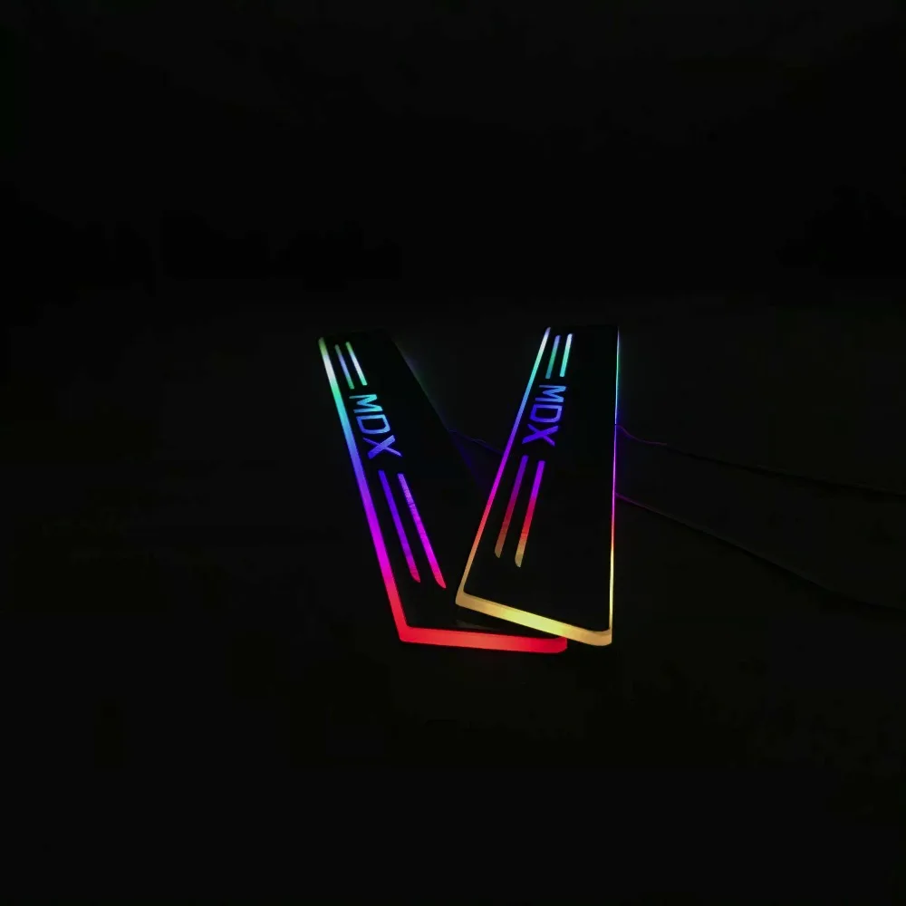 RQXR led движущиеся двери потертости для acura mdx динамический порог пластина плоская подкладка накладки rgb плавный свет, 2 шт