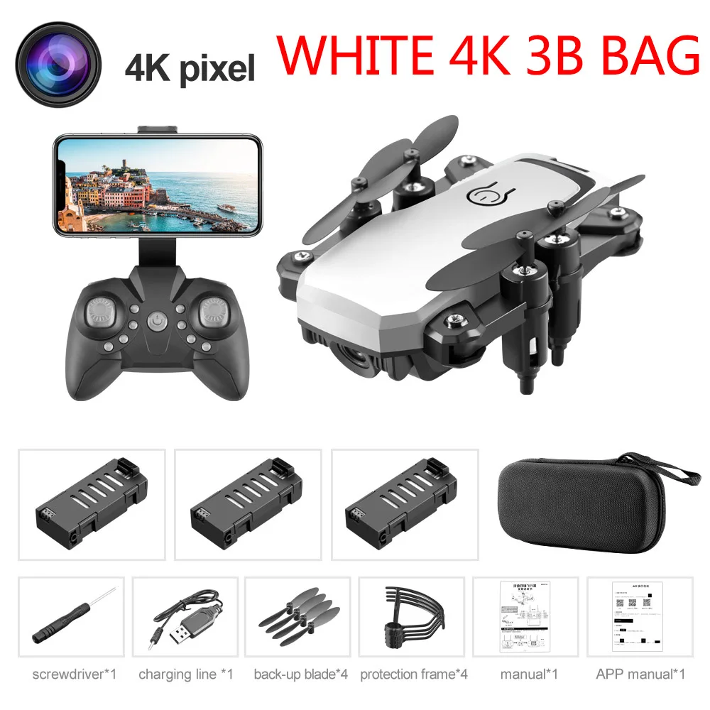 White 4K 3B LF606 квадрокоптер мини Дрон с 4K камерой HD складные дроны один ключ возврат FPV Следуйте за мной RC вертолет Квадрокоптер детские игрушки - Цвет: White 4K 3B