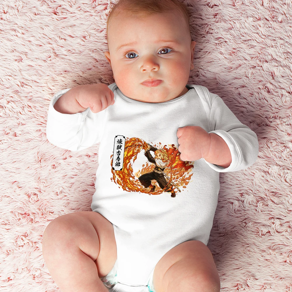 

Rengoku Kyoujurou Baby Boy Romper Hipster Harajuku Demon Slayer Anime 2022 Jumpsuit for Newborn Short Sleeve Summer Baby Clothes