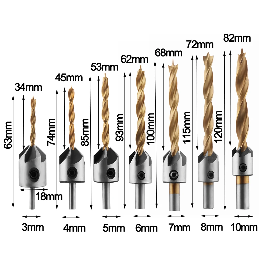 Сверло с концевой фаской 5 титановое сверло зенкером из углеродистой стали