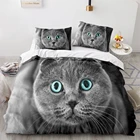 Комплект постельного белья с изображением черной кошки, односпальный Комплект постельного белья для односпального, двуспального, двуспального, большого размера с милым котом, комплект с трехмерным покрытием из аниме Pet 046