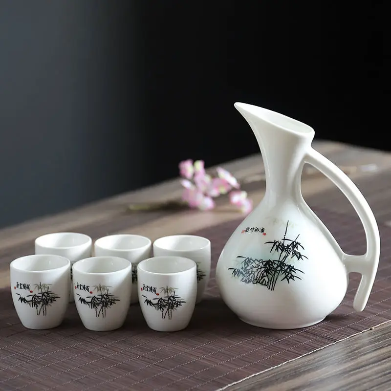 7 шт. Ретро японское саке набор керамический флакон Стакана Ликера 1 баночка 6