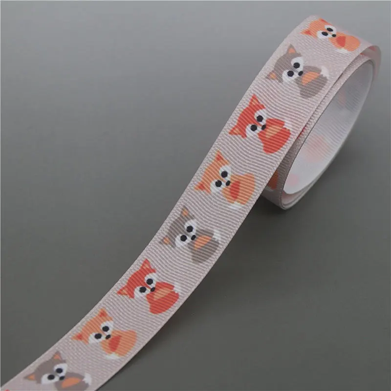 10202 DUWES 50 ярдов Лиса животные напечатанный Grosgrain ленточный аксессуар Hairbow головные уборы украшение «сделай сам» оптом OEM D1150 - Цвет: 10202