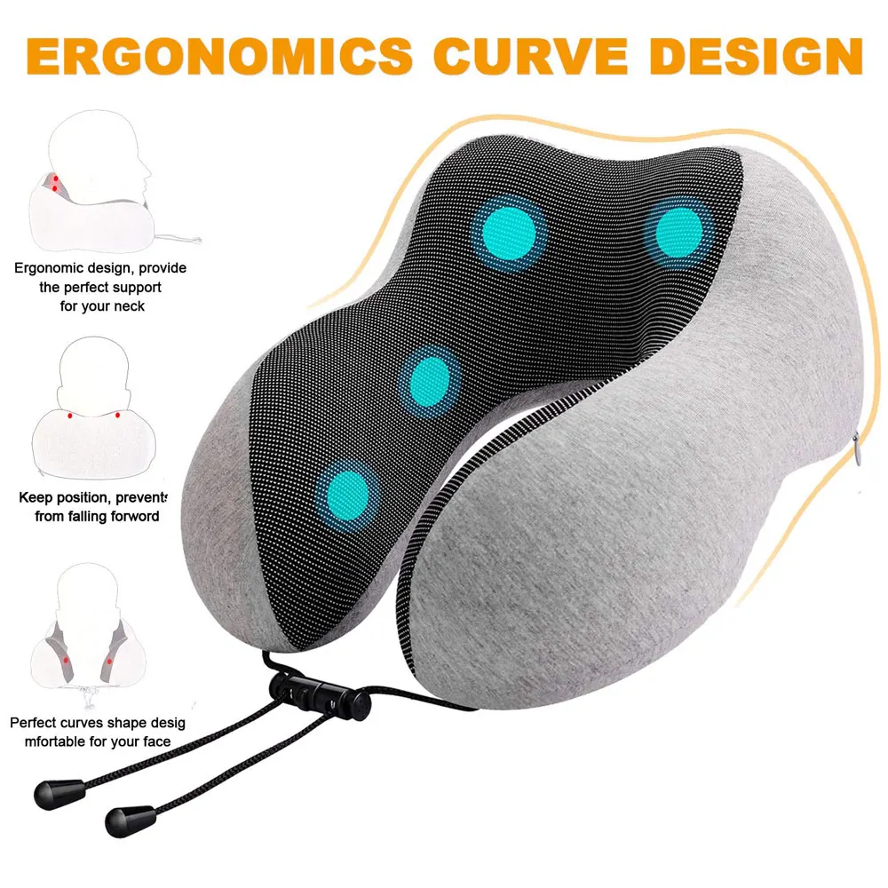 U-образная подушка для шеи с эффектом памяти мягкая путешествий шейки самолета