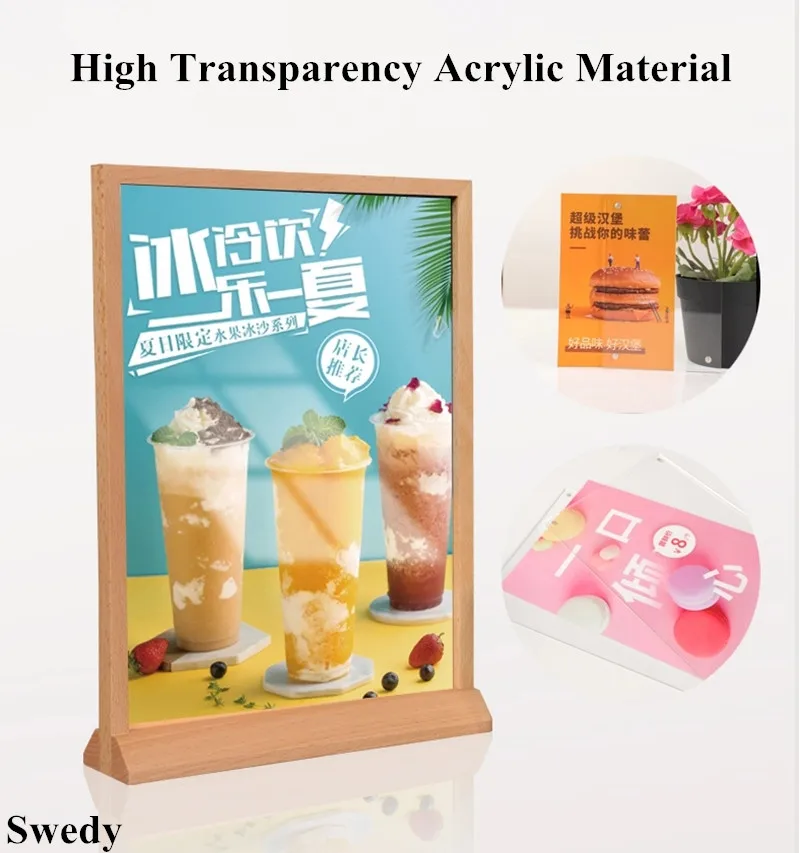 

A6 105x148mm Acrylic Sign Holder Vertical Stand-up Double Sided Ad Photo Picture Frame Table Menu Card Holder Display Stand