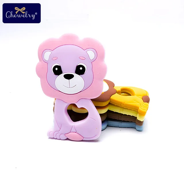 Pink Lion Детские Силиконовые Прорезыватели для зубов в виде белки, детские товары, не содержит бисфенол, прорезиненное Силиконовое ожерелье для прорезывания зубов, бусины для детей, маленькие игрушки - Цвет: Pink Lion
