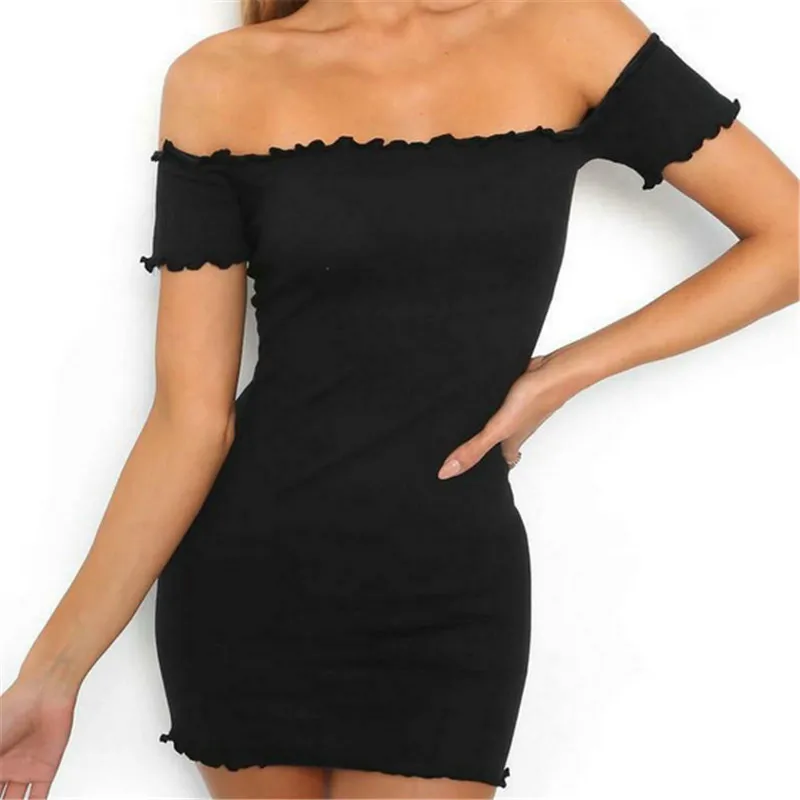 Летнее облегающее мини-платье для женщин сексуальное с открытыми плечами