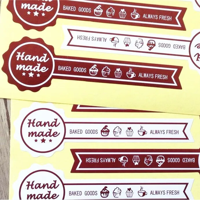 60 шт. Длинные Стиль "HAND MADE" всегда свежая крафт-бумага для выпечки Уплотнительная наклейка Винтаж DIY подарки отправлено Выпекать посылка этикетка