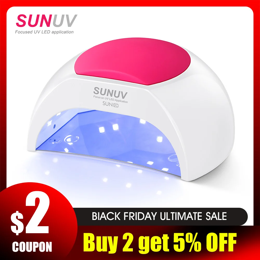 SUNUV SUN2C 48 Вт лампа для ногтей УФ лампа SUN2 Сушилка для ногтей УФ-гель для ногтей УФ-лампа с датчиком с розовой силиконовой подушечкой для салонного использования