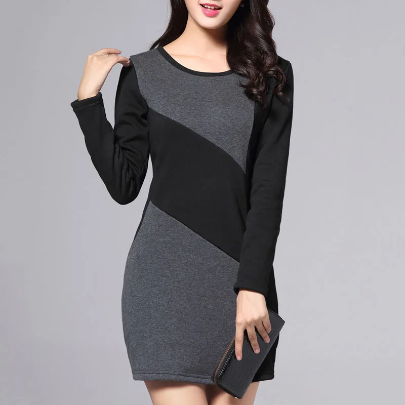 Round neck Корейский стиль, зимние винтажные рубашки, теплое плотное нижнее белье, женские футболки с длинным рукавом, женская рубашка размера плюс, женская одежда - Цвет: Round neck