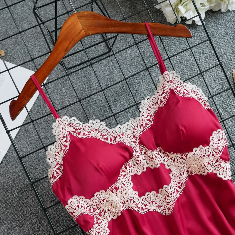 Атласное Ночное платье женская элегантная ночная рубашка сексуальная