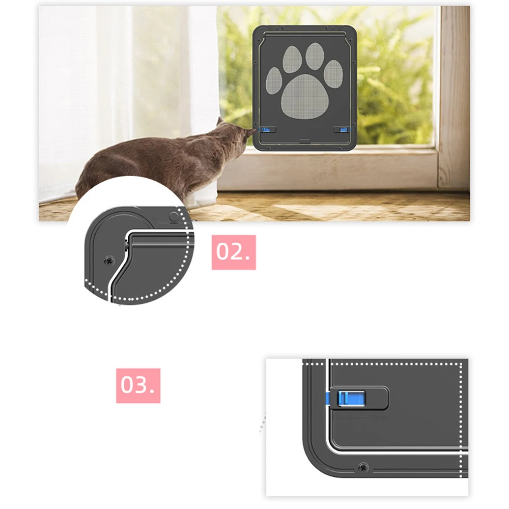 

Pet Door Outdoor Dogs Cats Window Gate Lockable Puppy Safety Magnetic Screen Exterior Doors Lockable Pet Door for Cat Dogs